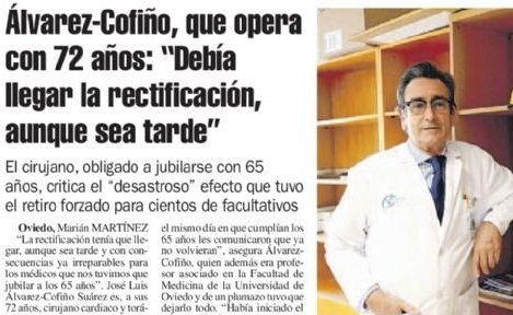 LNE recoge una entrevista al cirujano torcico, el doctor Jos Luis lvarez-Cofio