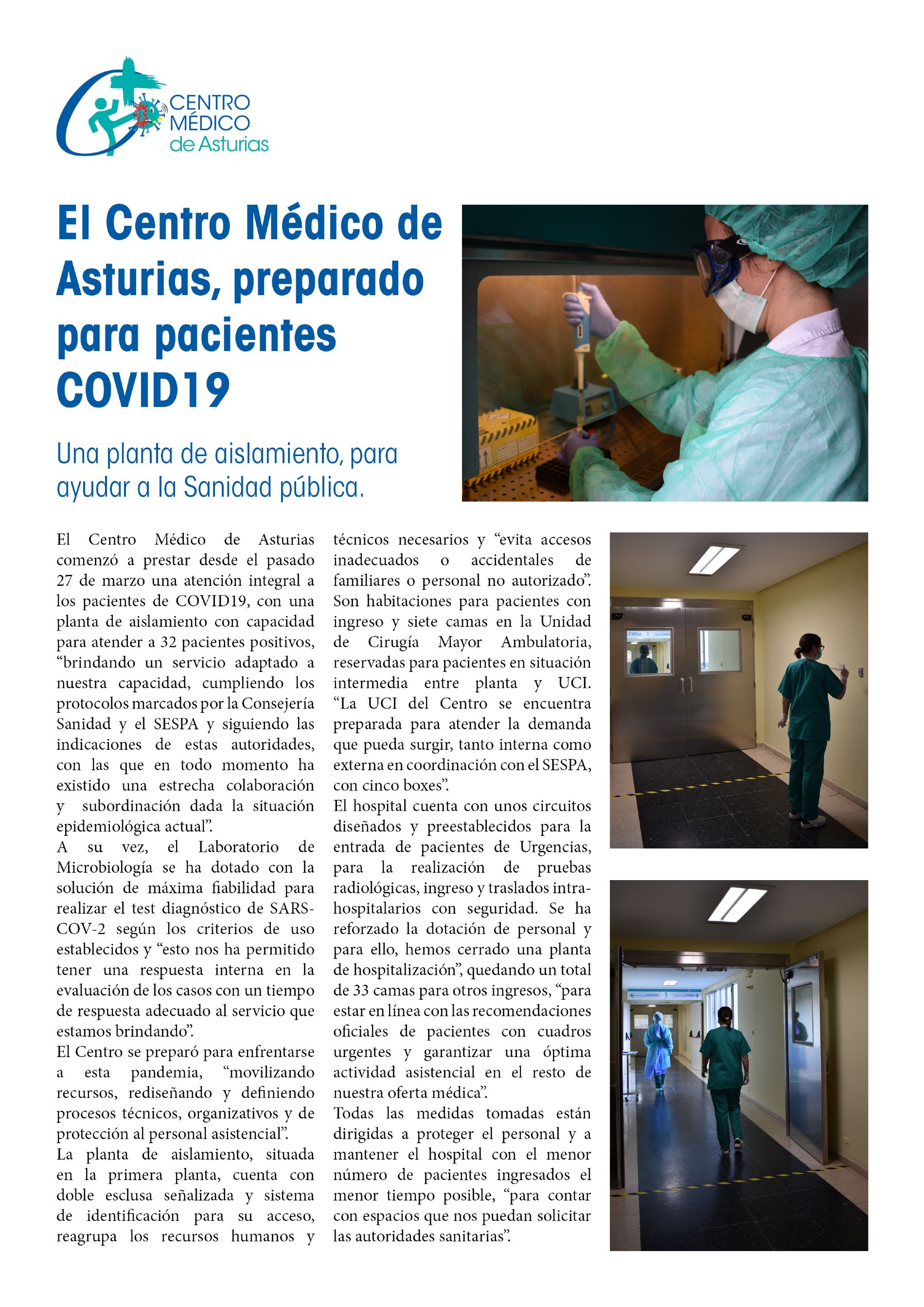 El Centro Mdico de Asturias, preparado para pacientes COVID19