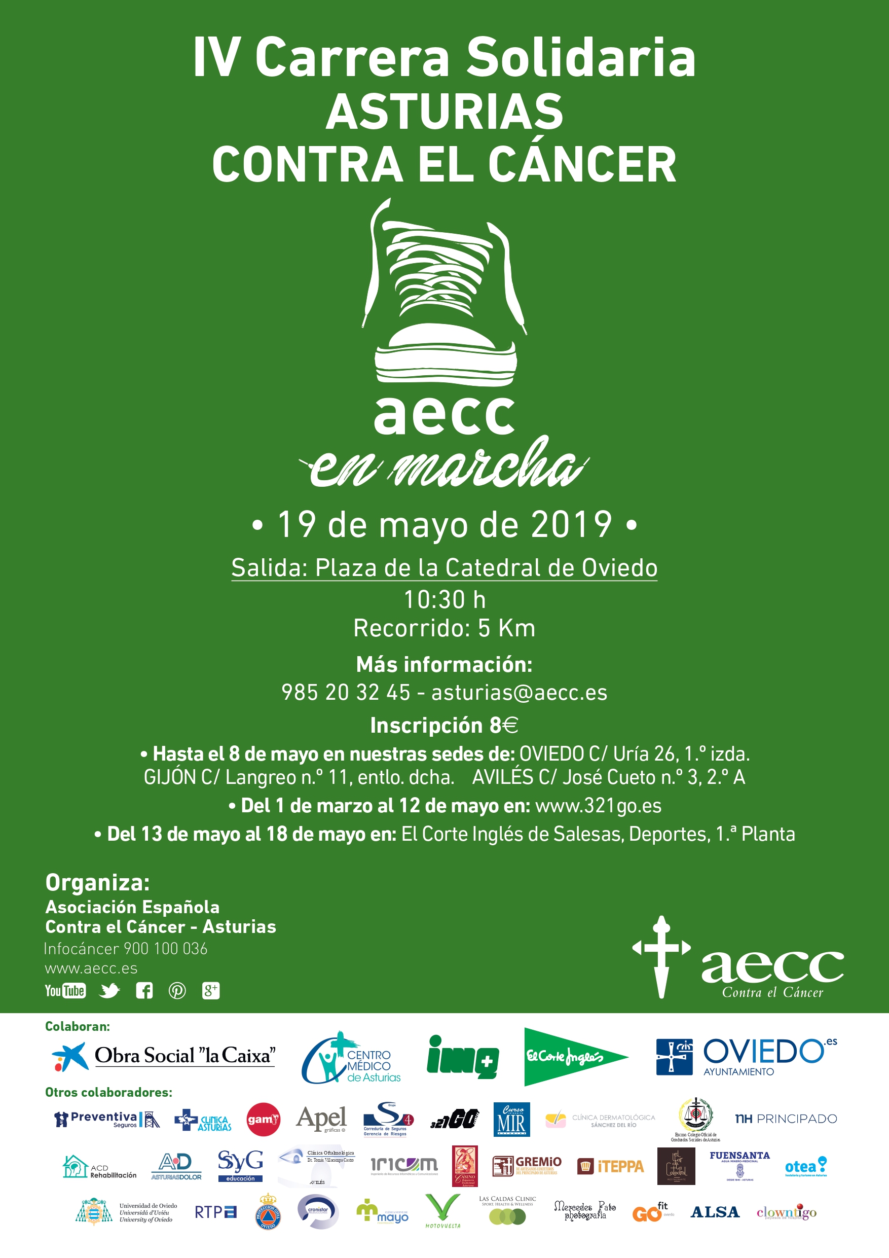 El Centro Mdico patrocina la carrera contra el Cncer de Oviedo el 19 de mayo de 2019